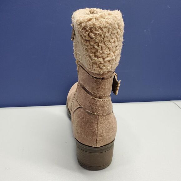 White Mountain Ankle Boots Womens Size 6 Brown Leather Shearling Side Zip - Picture 3 of 16